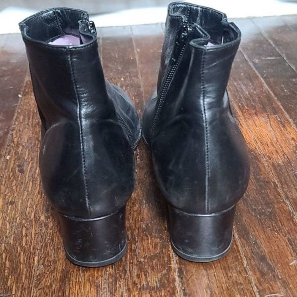 Taryn Rose Black Leather Ankle Boots - Picture 6 of 16